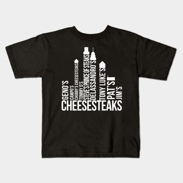 The Cheesesteaks of Philadelphia - White Kids T-Shirt by scornely